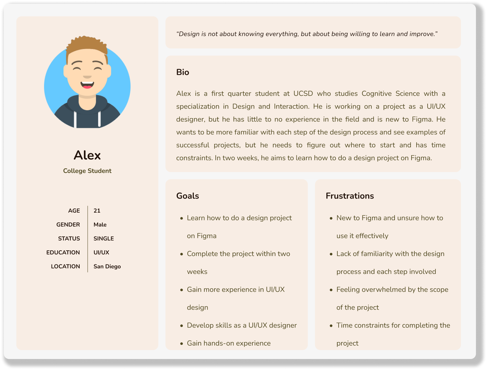 A user persona for the project